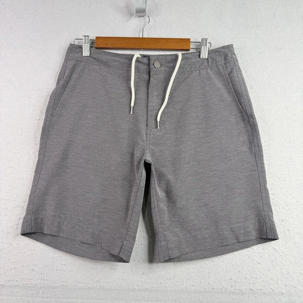 Faherty All Day Shorts Mens Size 30 Gray Flat Front Drawstring Boardshort